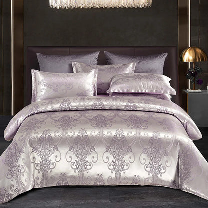 Elegant Soft Gold Blue Patterned Duvet Cover