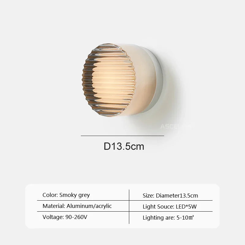 Warm LED Glass Wall Light Amber Shade