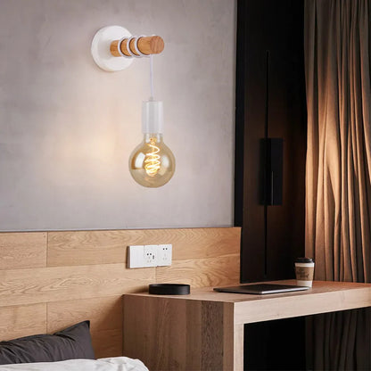 Simple Rustic Wooden LED Wall Lamp