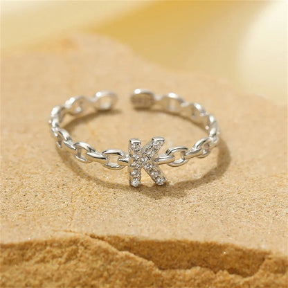 Delicate Initial Diamond Letter Ring