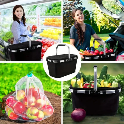 Portable Insulated Folding Picnic Basket with Handle