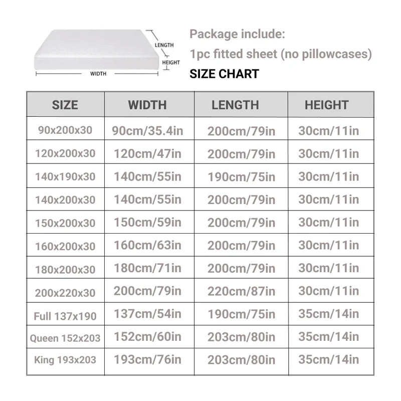 Breathable Bed Mattress Cover Fitted Sheet