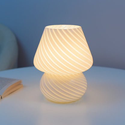 Glass Table Lamp in Fun Mushroom Design