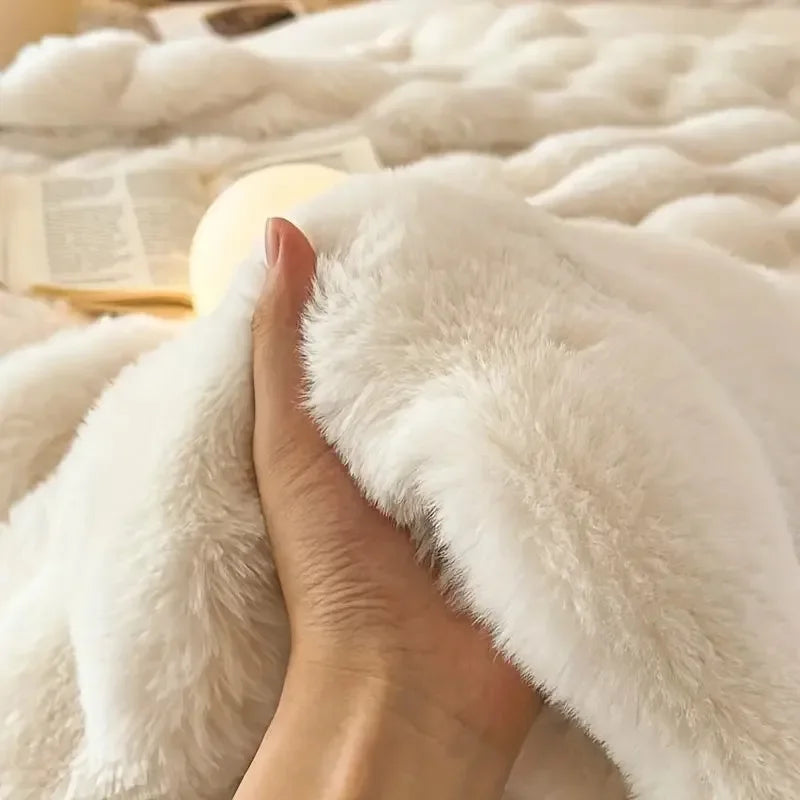 Plush Reversible Faux Fur Throw Blanket