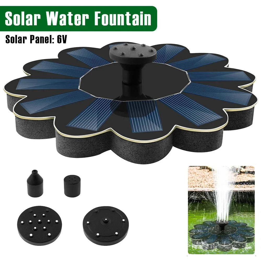 Solar Powered Garden Water Fountain with 5 Spray Nozzles