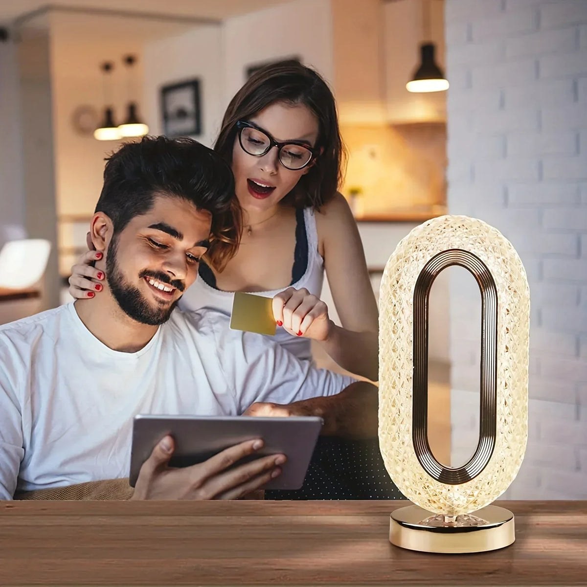 Elegant Glass USB Rechargeable Desk Lamp