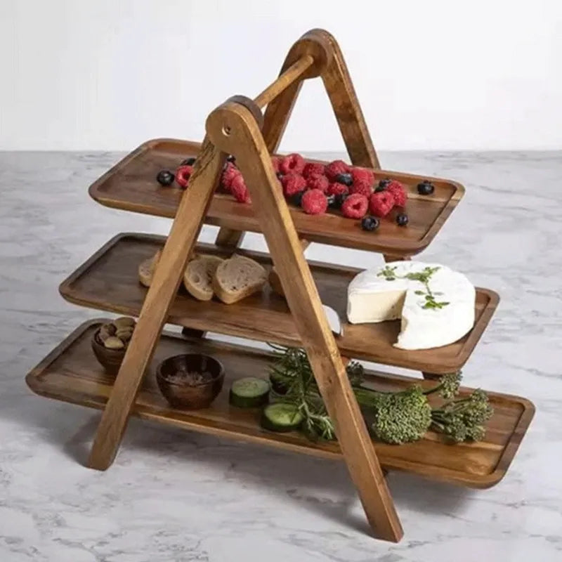 Rustic 3-Tier Wood Cake Display