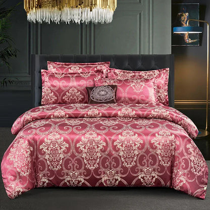 Elegant Soft Gold Blue Patterned Duvet Cover