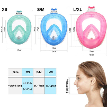 Clear View Full Face Snorkeling Mask for Kids and Adults