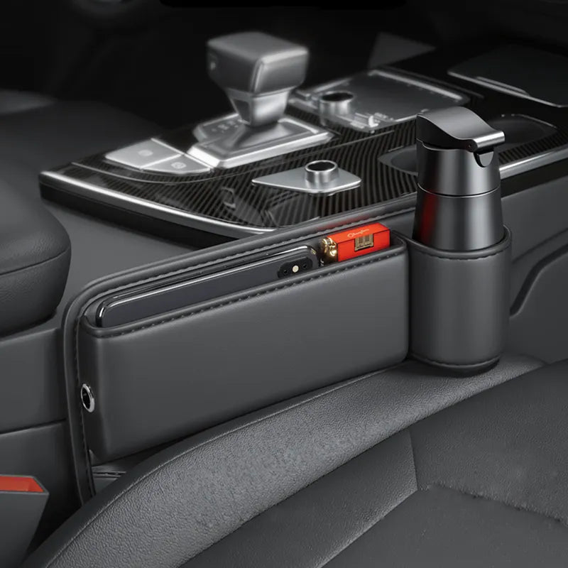 Car Storage Leather Console Cup Holder Organizer