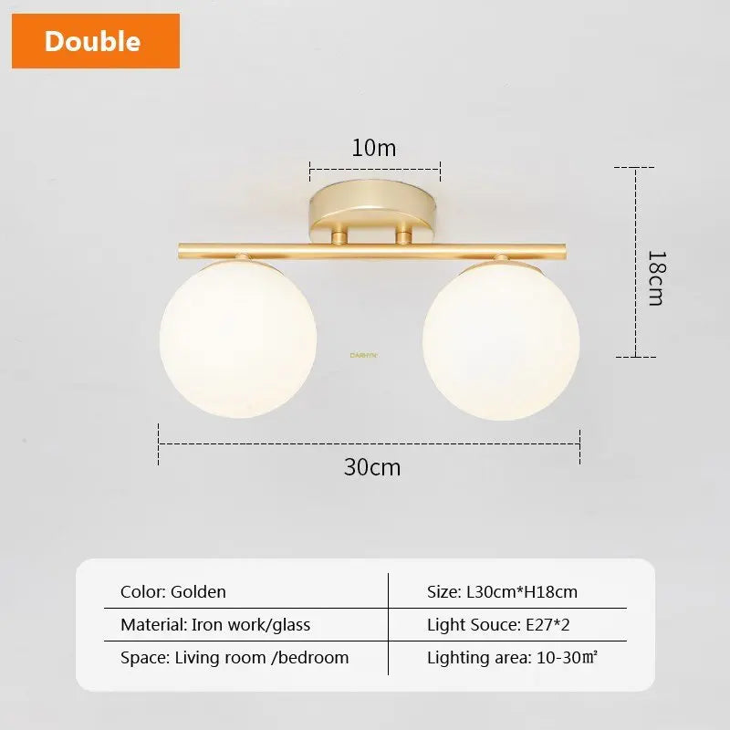Luxury Gold Glass LED Ceiling Lamp