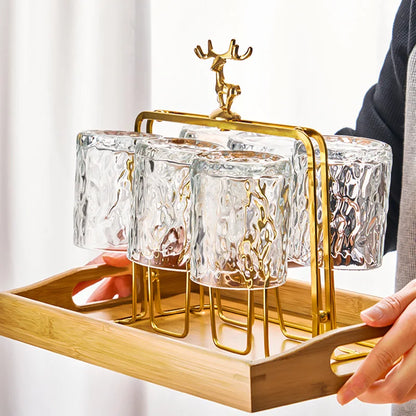 Elegant Whisky Glass Holder with Deer Pattern - Cofik