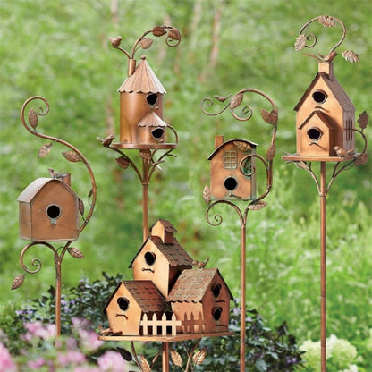 Decorative Metal Birdhouse Garden Ornament