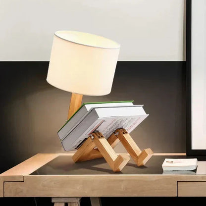 Stylish Wood Desk Lamp with Storage