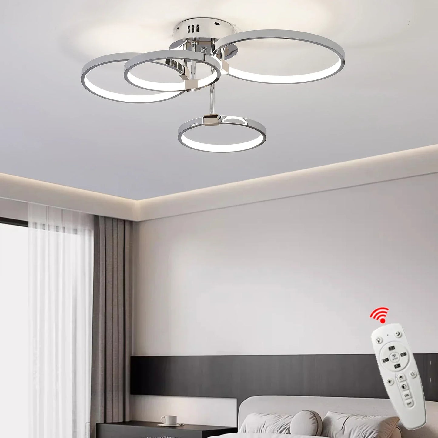 Bright Adjustable LED Chandelier Light with Remote