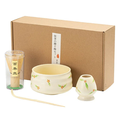 Traditional Japanese Matcha Tea Set Pink Floral Design
