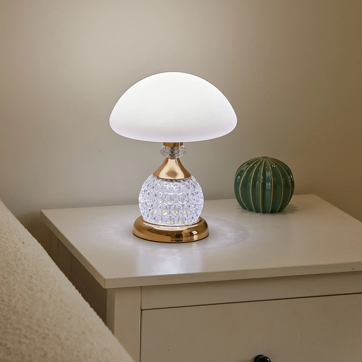 Stylish Crystal LED Table Lamp with Unique Mushroom Shape