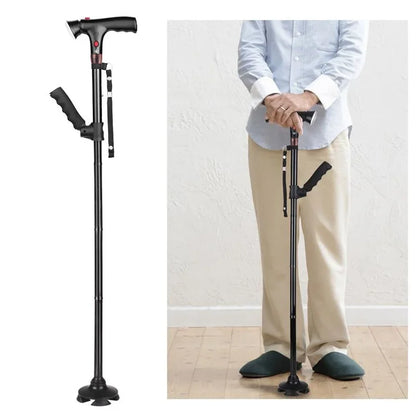 Portable LED Walking Stick with Alarm and Grip