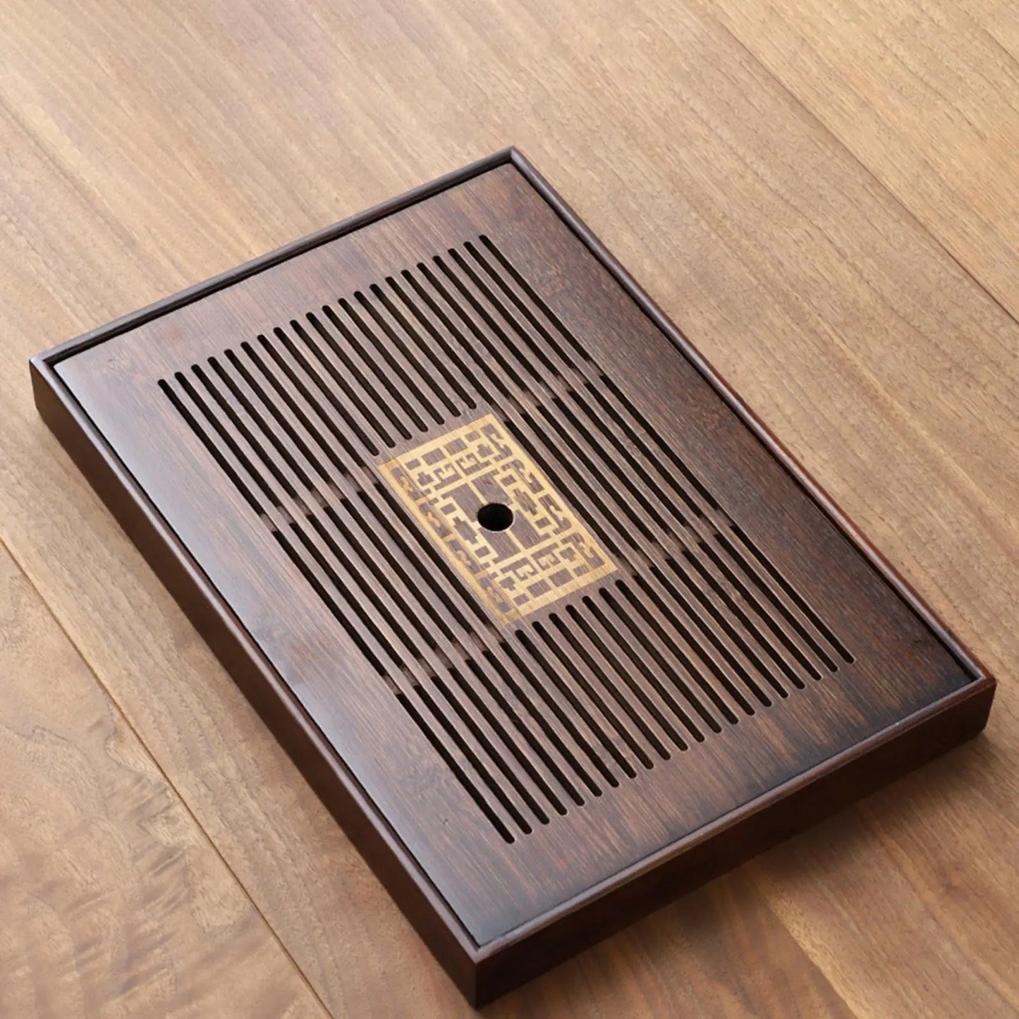 Large Wooden Tea Serving Tray with Built-in Water Container