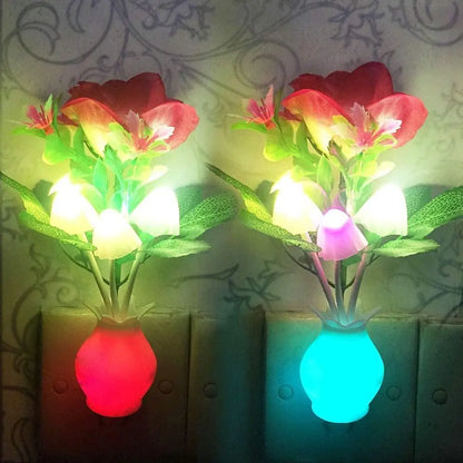 Compact Floral Automatic Night Table Lamp