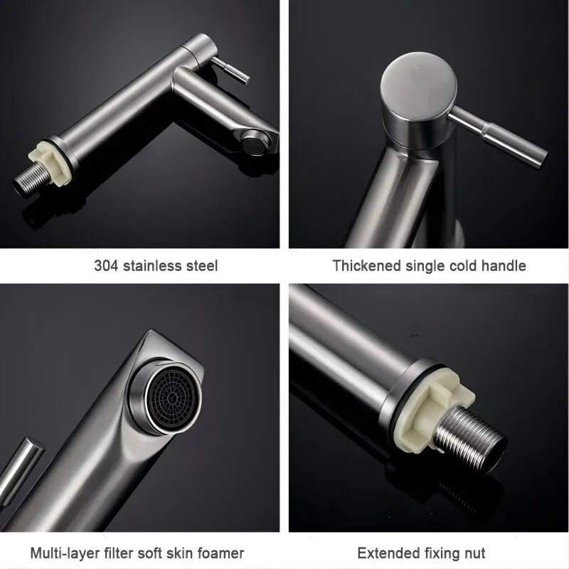Premium Brushed Stainless Steel Bathroom Faucet