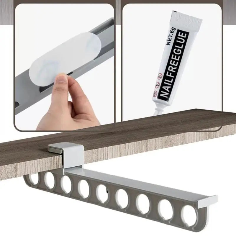 Space Saving Adjustable Closet Organizer Rail Hanger