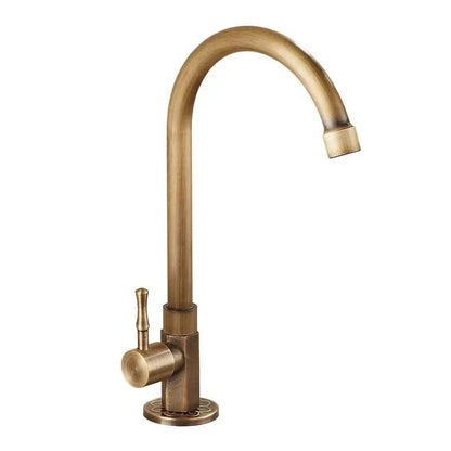 Vintage Brass Kitchen Faucet with Swan Neck Spout