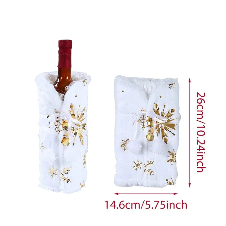 Warm Furry Christmas Wine Bottle Cover