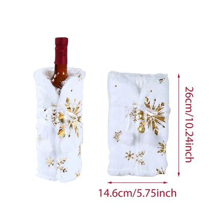 Warm Furry Christmas Wine Bottle Cover