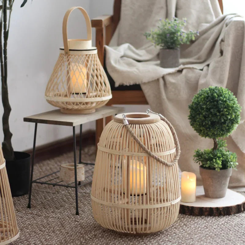 Natural Woven Outdoor Lanterns