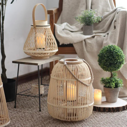 Natural Woven Outdoor Lanterns