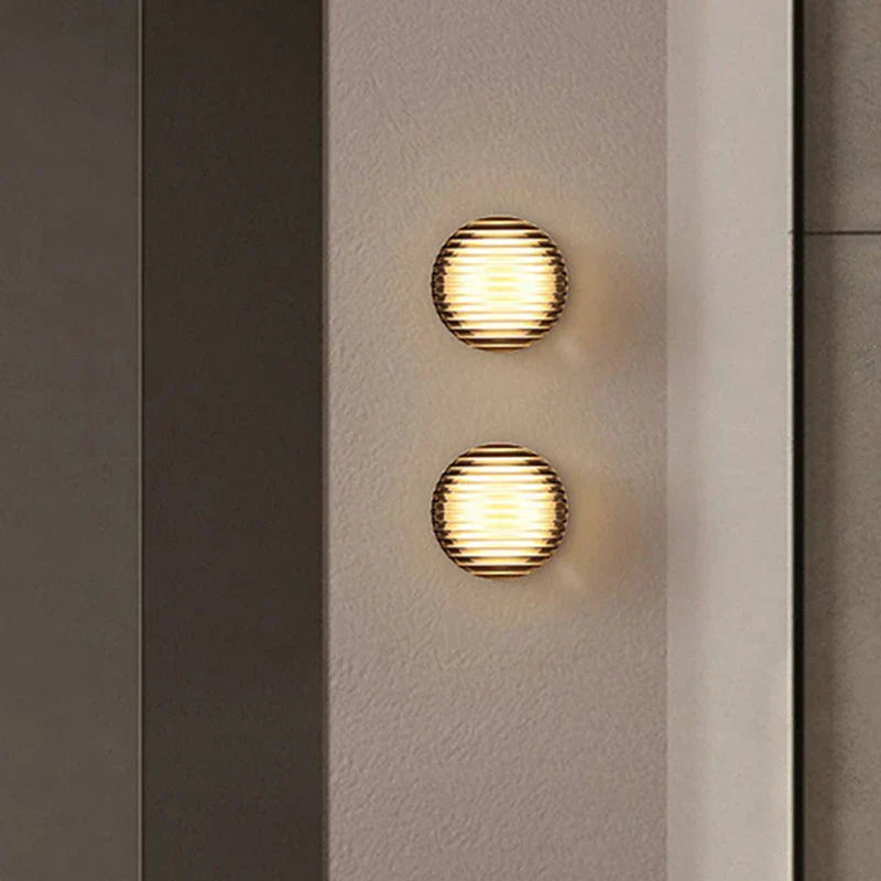 Warm LED Glass Wall Light Amber Shade
