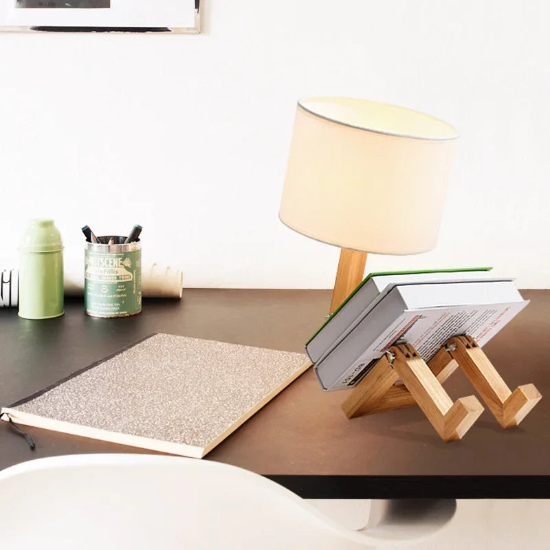 Stylish Wood Desk Lamp with Storage