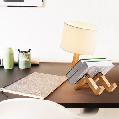Stylish Wood Desk Lamp with Storage