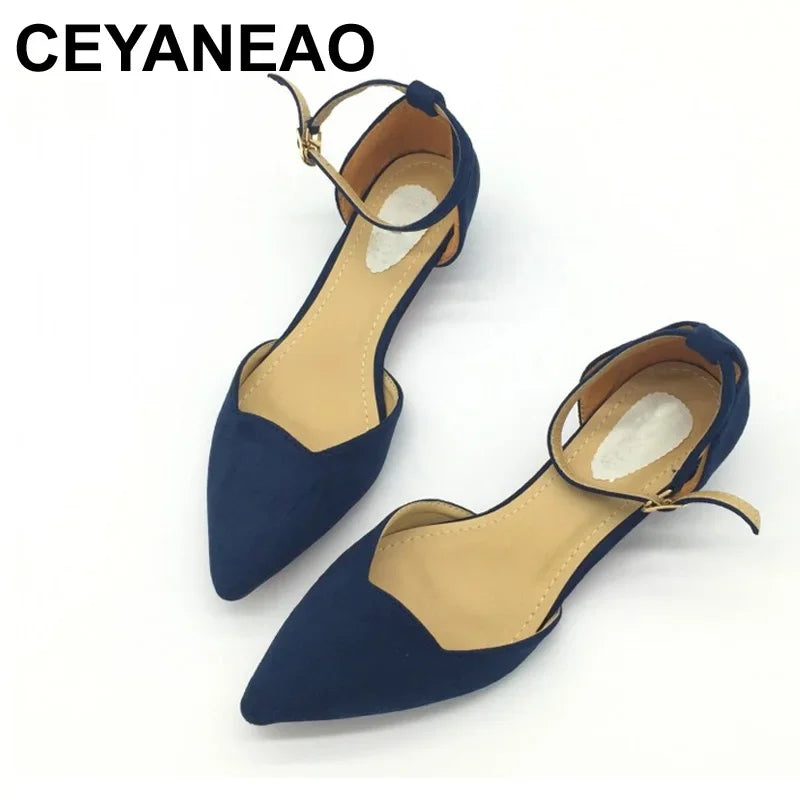 Women's Classic Low Heel Blue Pump Shoes