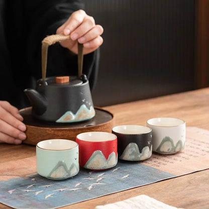 Beautiful Blue Porcelain Tea Set with Hand Painted Design