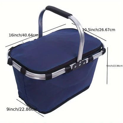 Portable Insulated Folding Picnic Basket with Handle