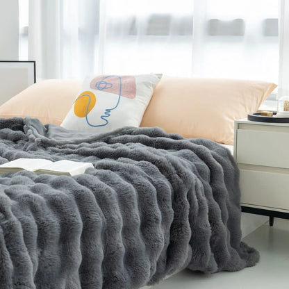 Plush Reversible Faux Fur Throw Blanket - Cofik