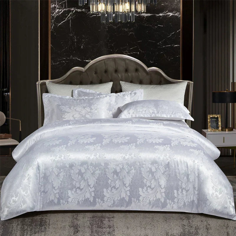 Elegant Soft Gold Blue Patterned Duvet Cover