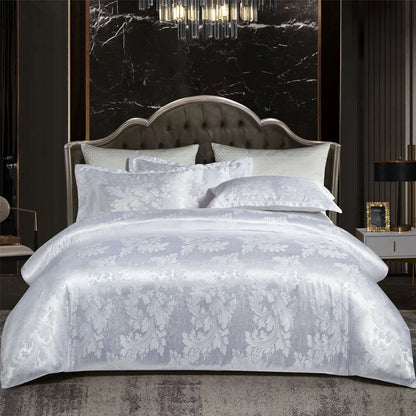 Elegant Soft Gold Blue Patterned Duvet Cover