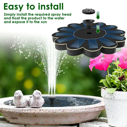 Solar Powered Garden Water Fountain with 5 Spray Nozzles