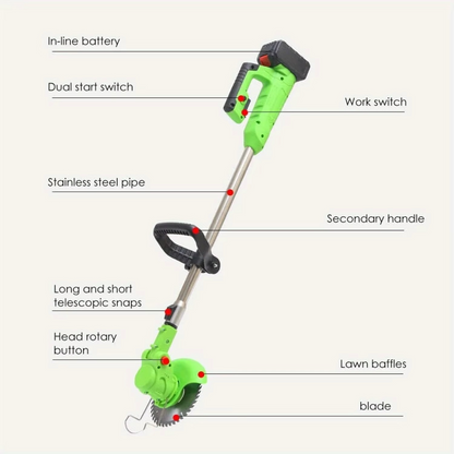 Powerful Cordless String Trimmer 600W with 8 Blades
