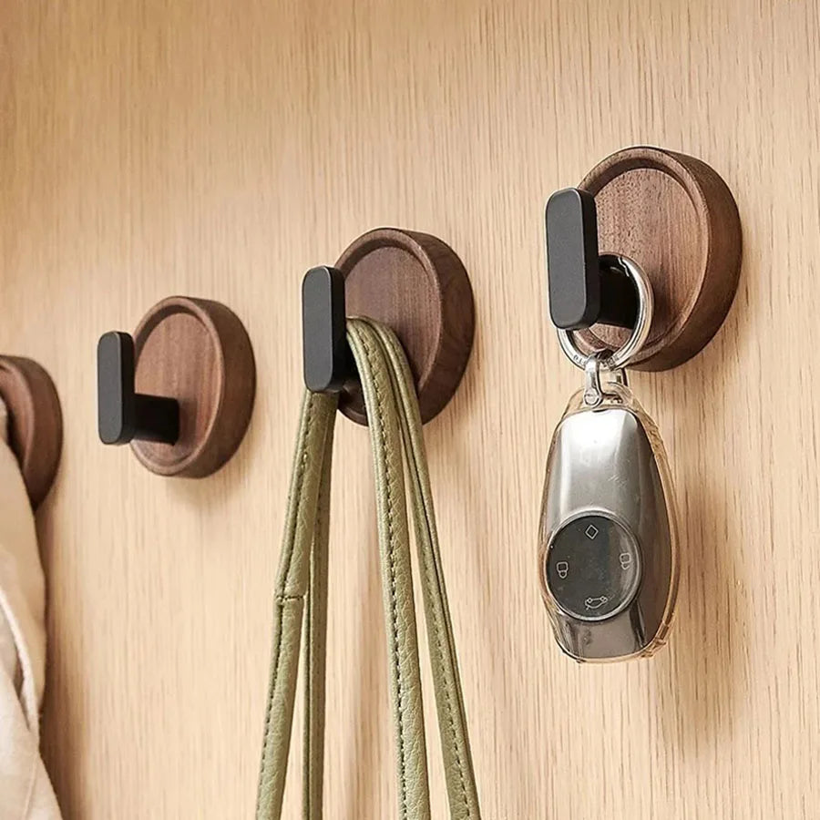 Stick On Wooden Wall Hooks for Keys and Towels - Cofik