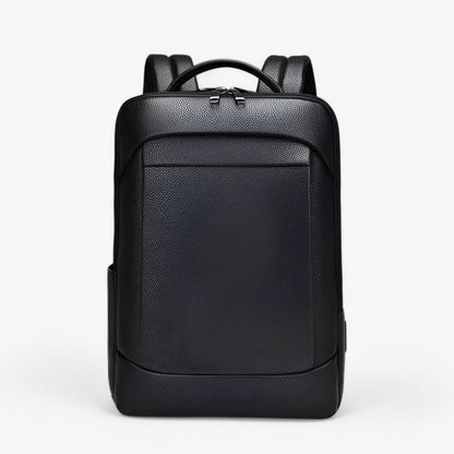 Stylish Leather Backpack with USB Port, 15.6 Inch, Black