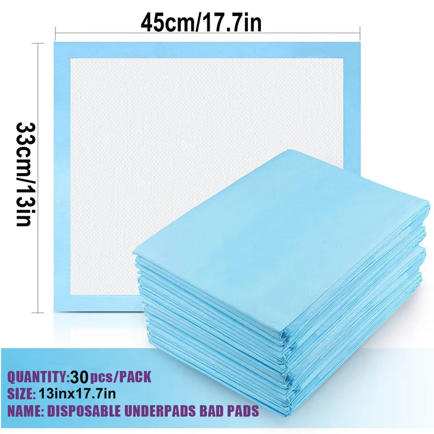 Pet Training Pads, 30-Count, Large Absorbent Incontinence Pads