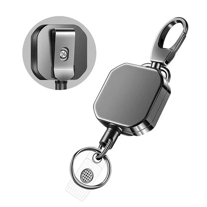 Durable Retractable Keychain with Steel Cable