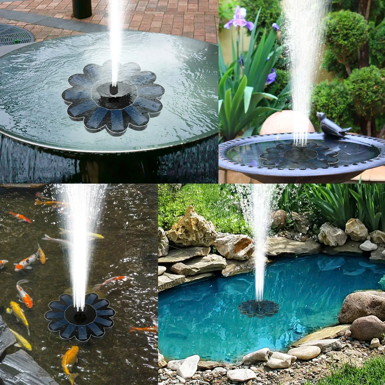 Solar Powered Garden Water Fountain with 5 Spray Nozzles - Cofik