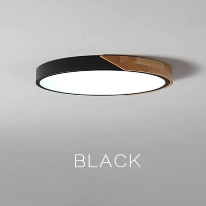 Slim LED Wooden Ceiling Lamp with Remote Control