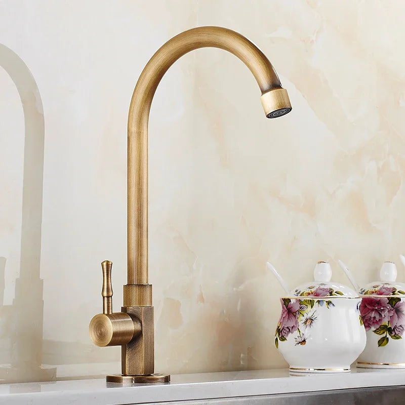 Classic Brass Kitchen Sink Faucet - Cofik