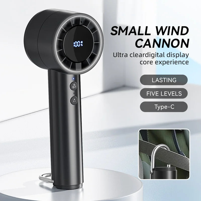 Compact Rechargeable Handheld Fan with LED Display